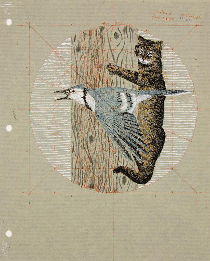 Alexander (Alex) Colville (1920-2013) - Study for Blue Jay and Cat