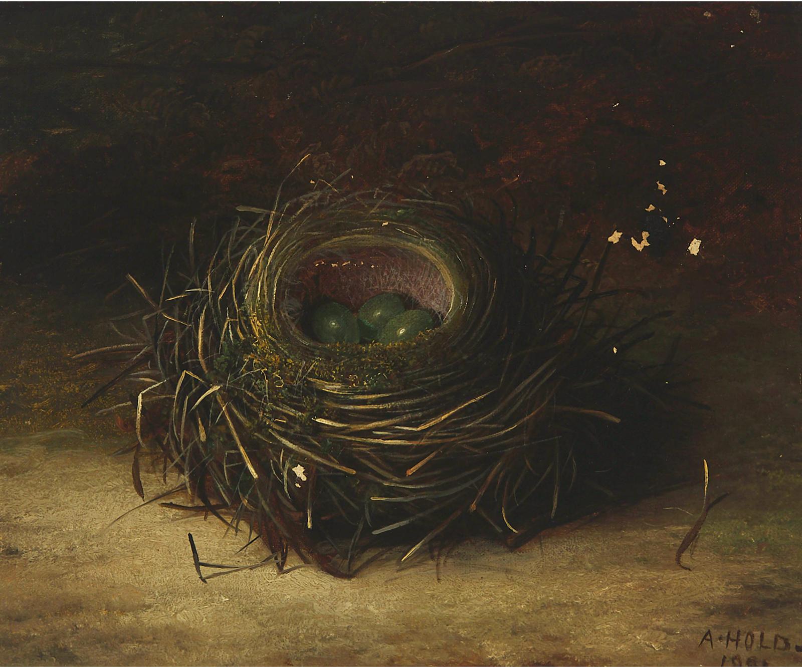Abel Hold (1815-1891) - Bird's Nest With Robin Eggs, 1881