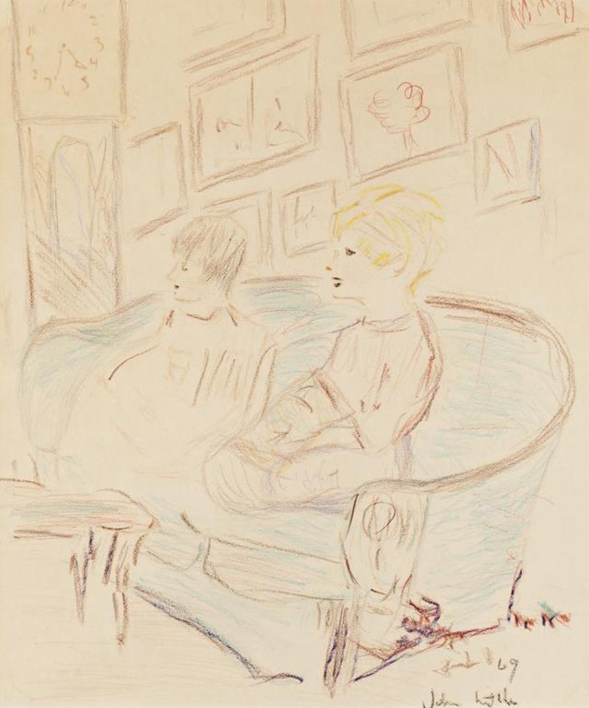 John Geoffrey Caruthers Little (1928-1984) - Children in a Drawing Room