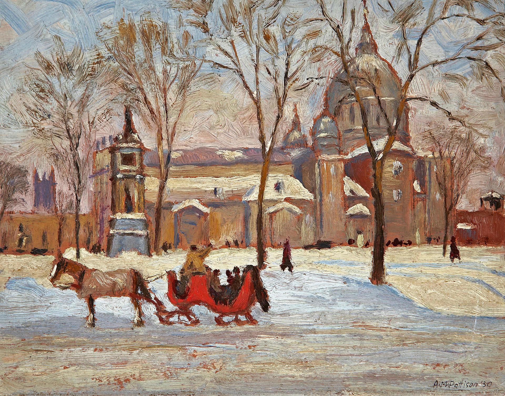 Albert Mead Pattison (1887-1957) - Caleche in Dominion Square, Montreal