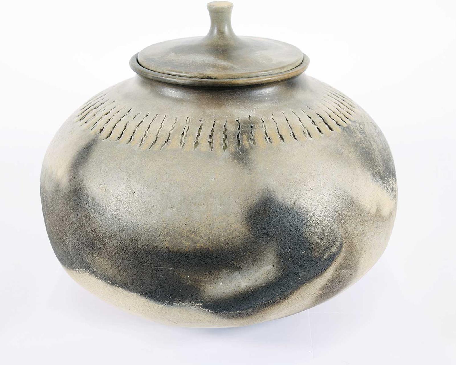 Katherine Dodd - Untitled - Large Raku Fired Pot with Lid