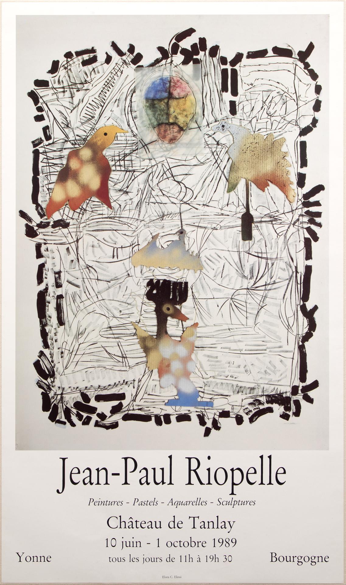 Jean-Paul Riopelle (1923-2002) - Affiche de l'exposition « Jean-Paul Riopelle » au Château de Tanlay (Yvonne, Bourgogne-Franche-Comté, France), 1989