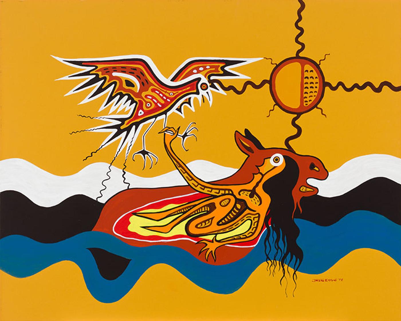 Jackson Beardy (1944-1984) - Nanabush Catches the Eagle