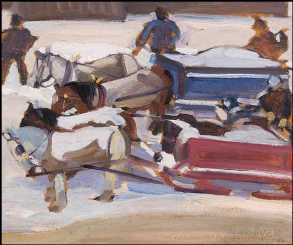 Nora Frances Elisabeth Collyer (1898-1979) - Snow Removal, Dorchester Street, Montreal / Eastern Landscape (verso)