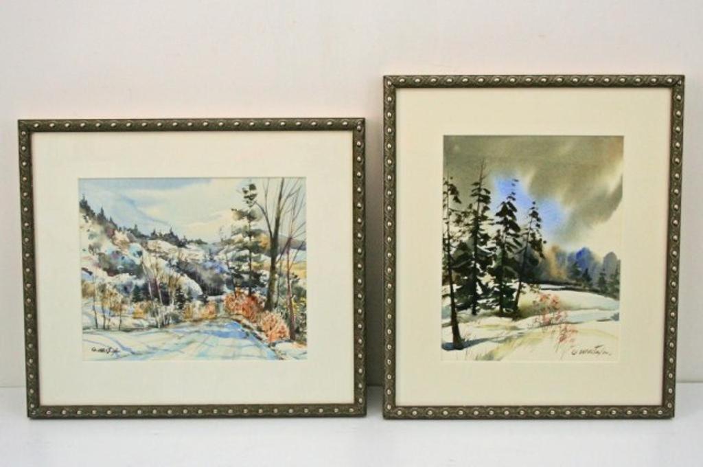 G. Mustafa (1938) - Pair of Watercolours depicting snowy landscapes,
