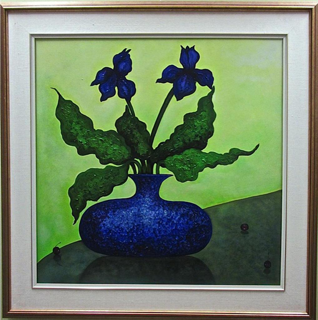 Toller Cranston (1949-2015) - Untitled (Purple Flowers In A Purple Vase)