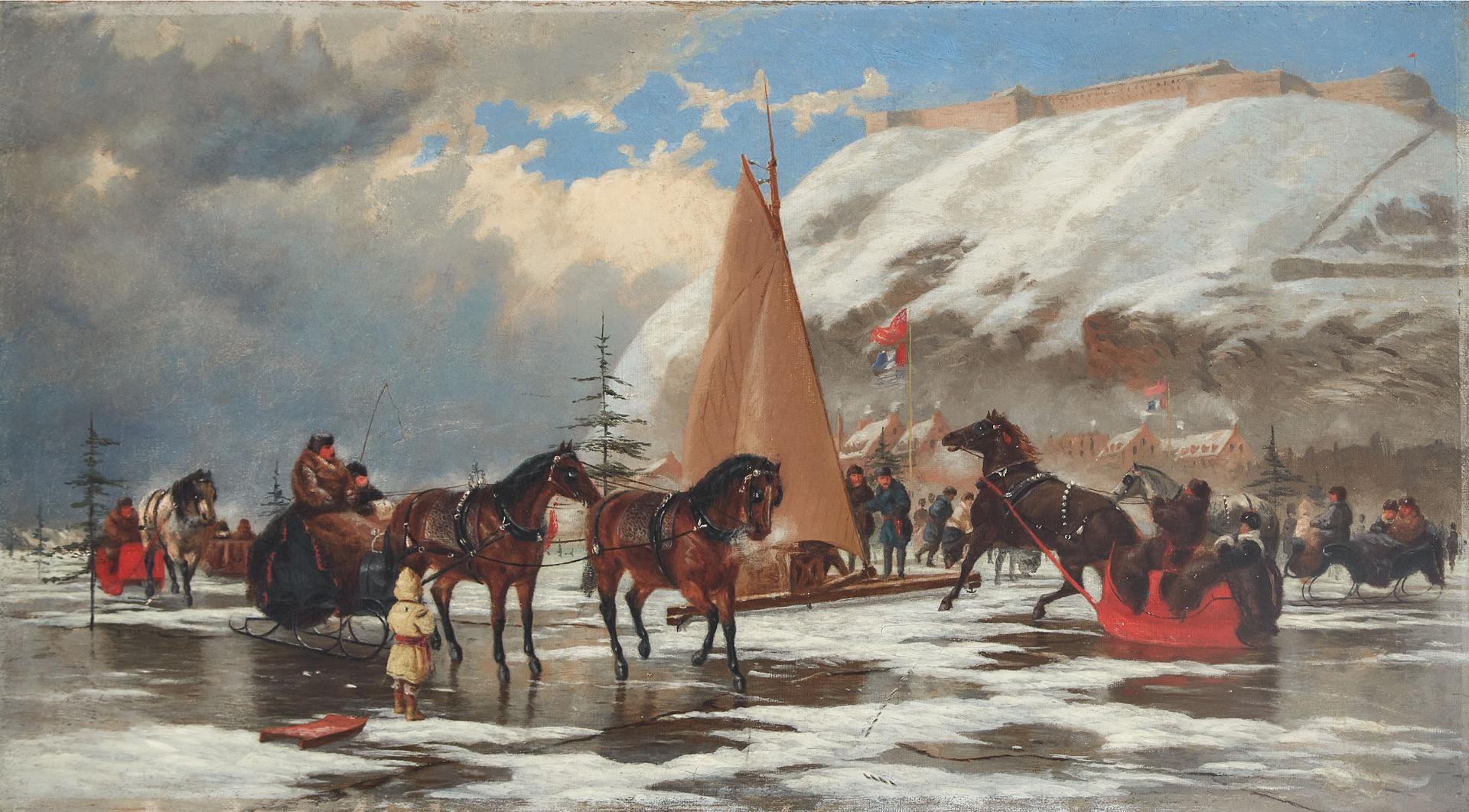 John B. Wilkinson (1865-1907) - Sleighs On The Ice Below The Citadel, Quebec City