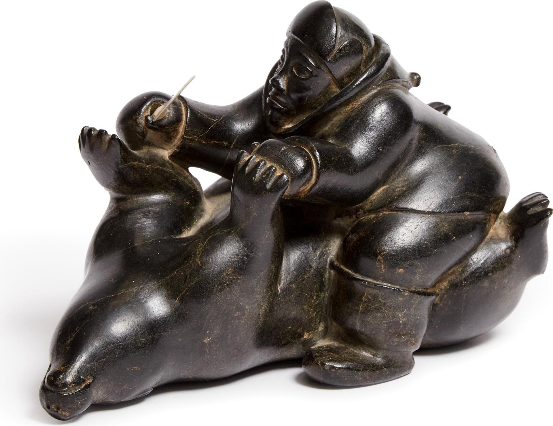 Isa Aqiattusuk Smiler (1921-1986) - Hunter Wrestling Bear, Circa 1960