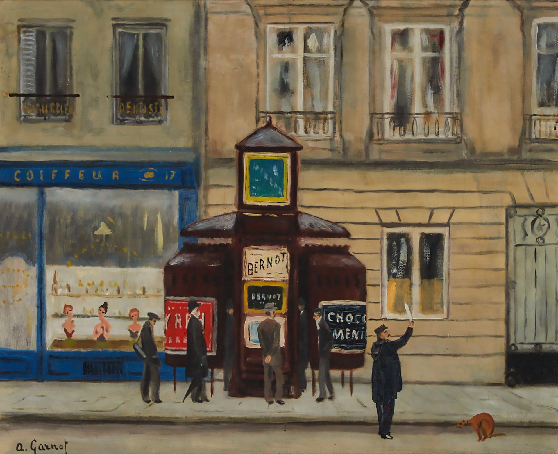 André Saint-Fare Garnot - Parisian Street Scene With Pissoir