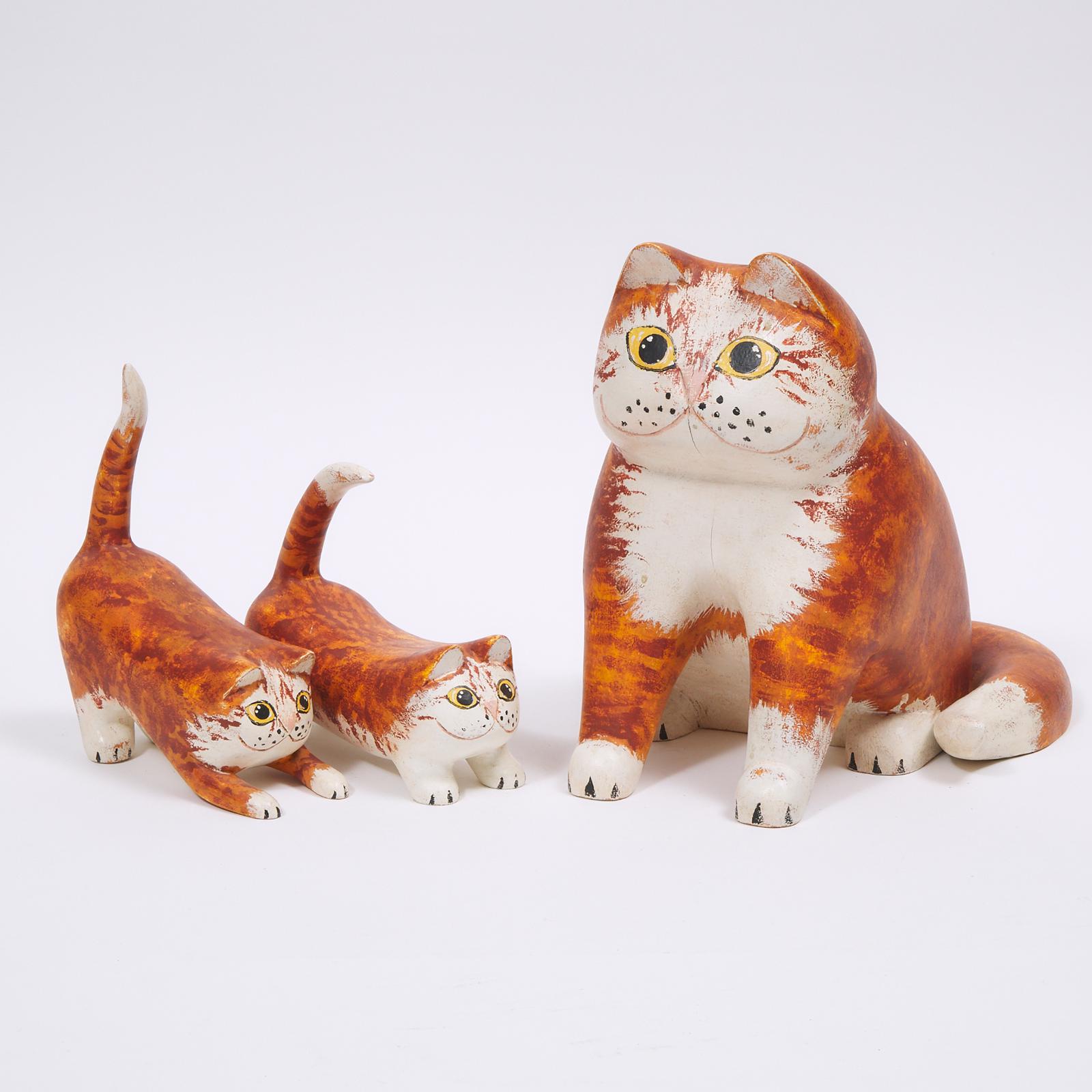 Robert Wylie - Orange Tabby Cat With Two Kittens