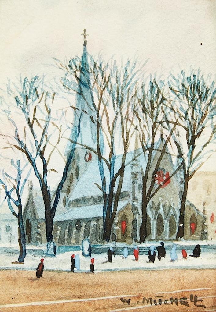 Willard Morse Mitchell (1879-1955) - Moonlight View of Christ Church Cathedral, Montreal; Mountains Shawled in Snow, Montebello, P.Q.; Two Stone Towers, Sherbrooke St. West, Montreal