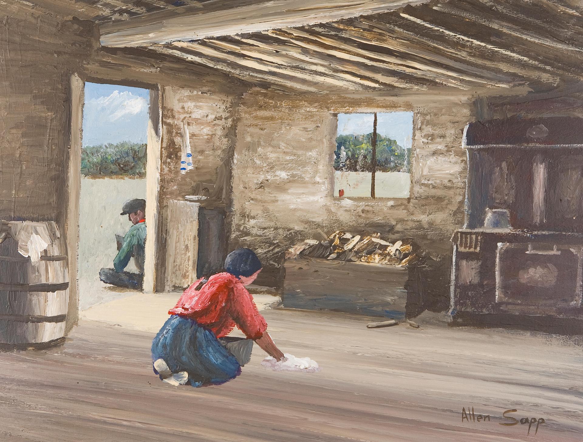 Allen Fredrick Sapp (1929-2015) - Man sharpening an axe