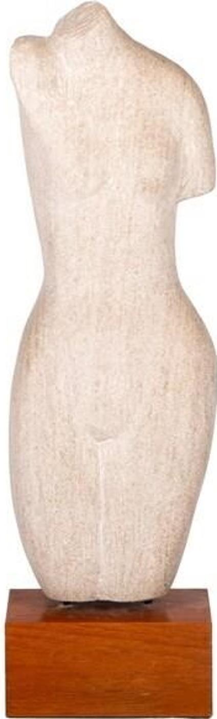 E.B. Cox (1914-2003) - Stone sculpture of a female torso on a wood base