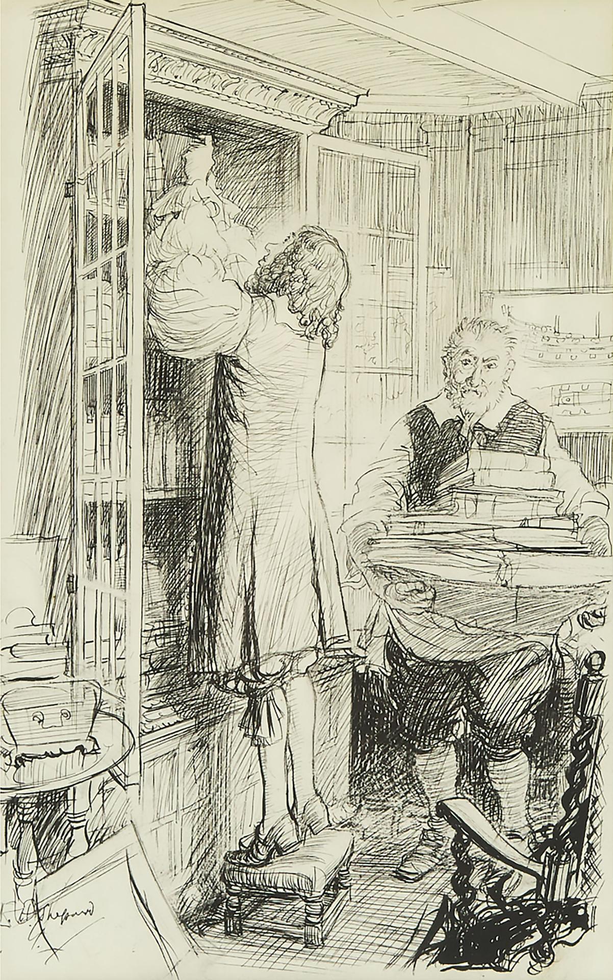 Ernest Howard Shepard - He And I Fell To The Furnishing Of My Wee Closett (Illustration For Boswell's 