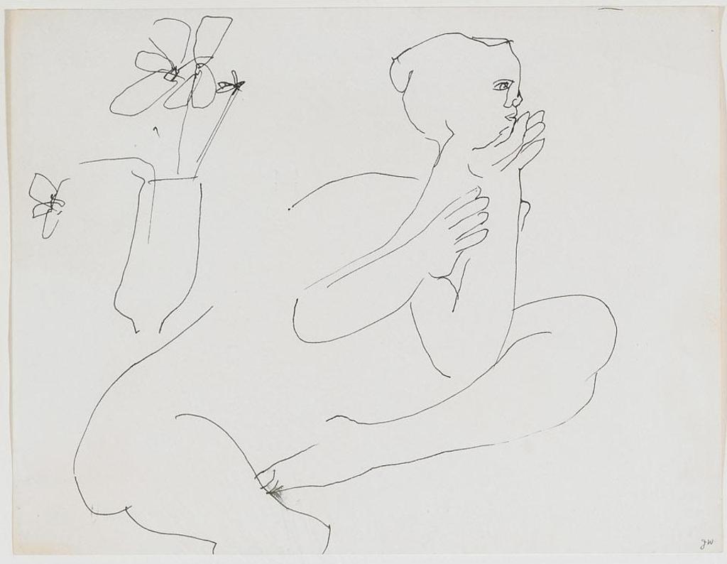 Joyce Wieland (1930-1998) - Seated Figure With Vase Of Flowers