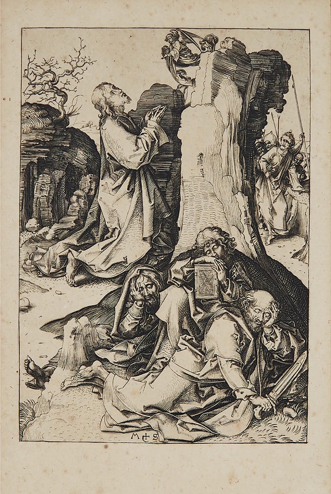 Martin Schongauer - Christ On The Mount Of Olives (From The Passion), Circa 1480, [bartsch, 9; Lehrs, 19]