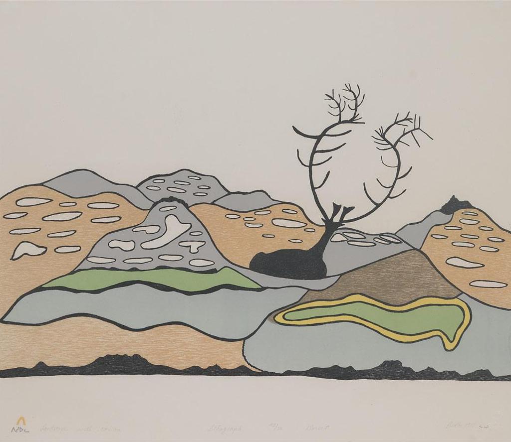 Pudlo Pudlat (1916-1992) - Landscape With Caribou