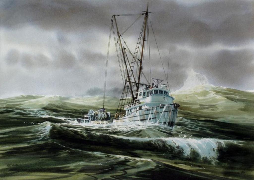 Harry Heine (1924-2004) - Following Seas (B.C. Salmon Seiner-Midnight Sun); 1978