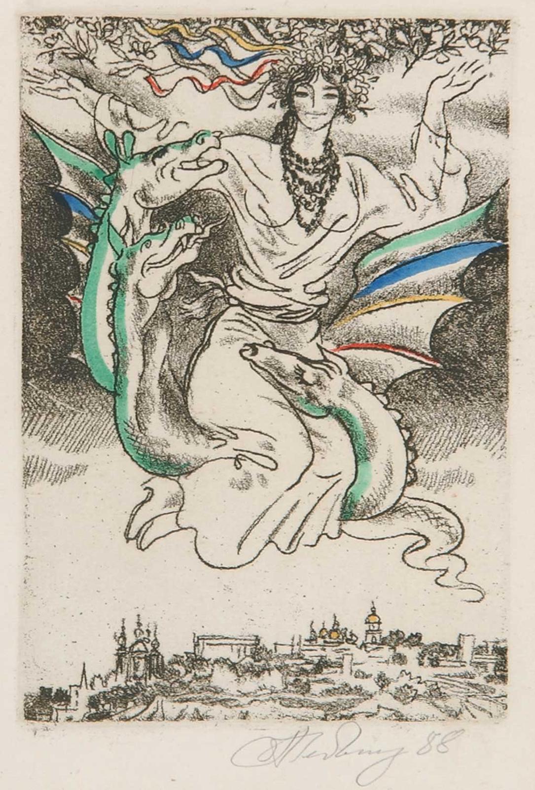 Atributted Ludmilla Temertey - Untitled - A Girl with Dragons
