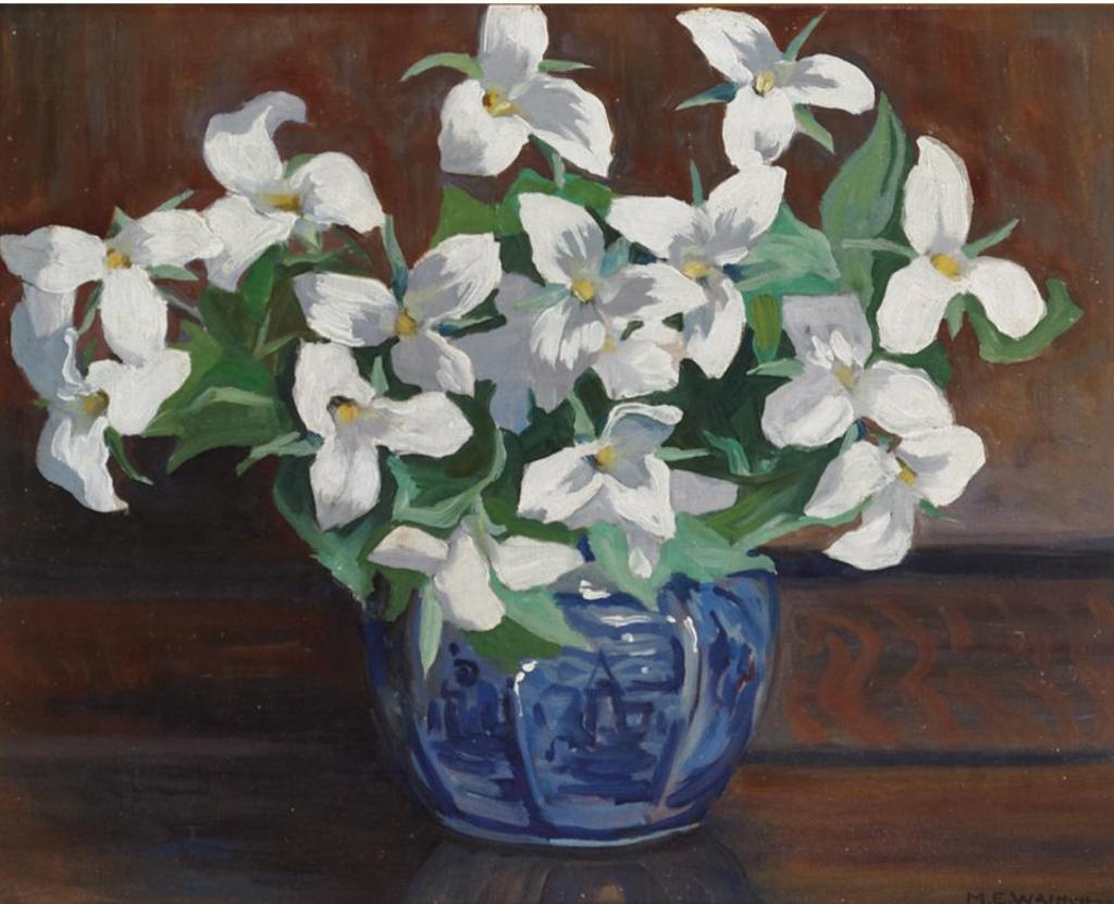 Mary Evelyn Wrinch (1877-1969) - Trilliums In A Blue Vase