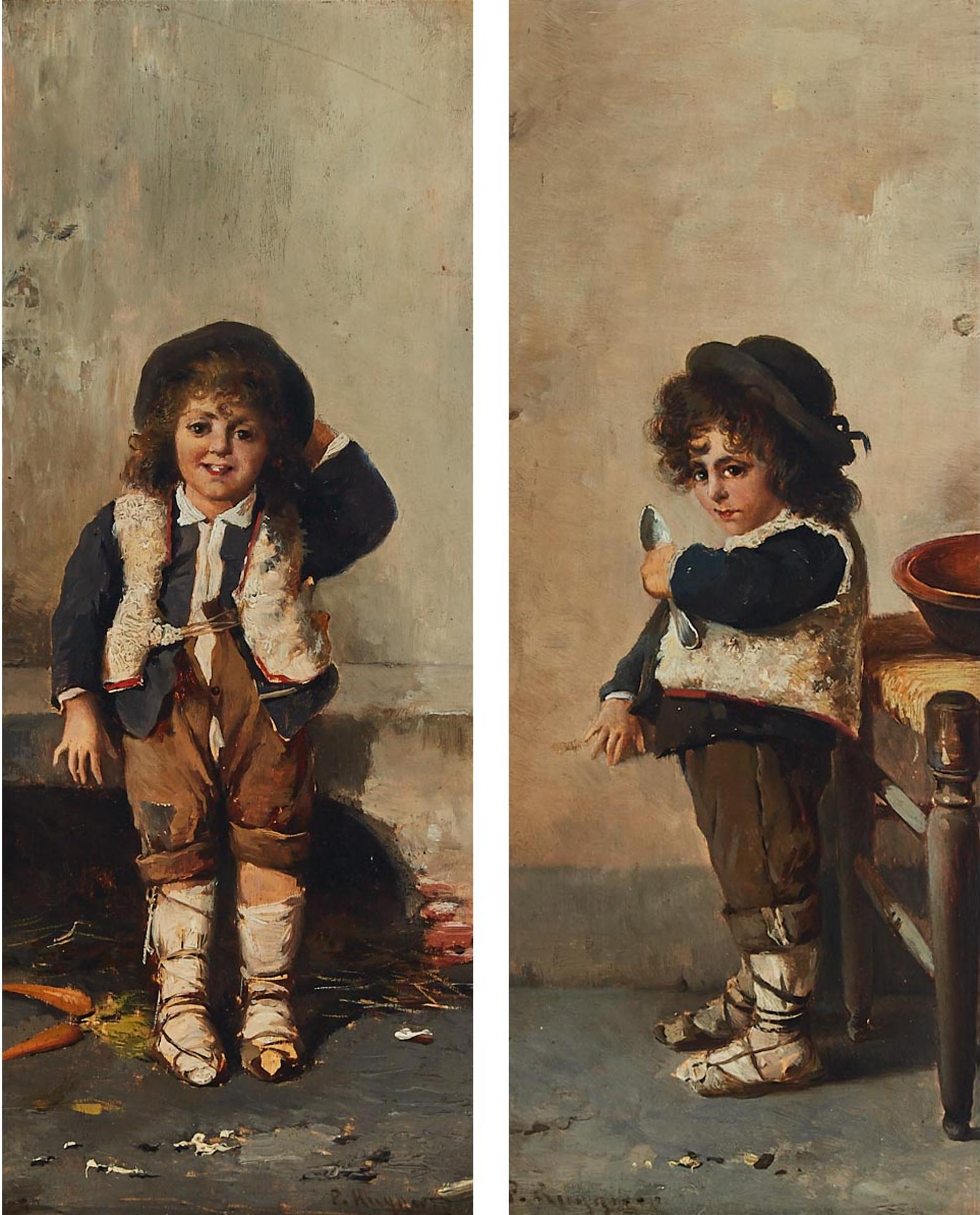 P. Huygens - Seated Child With Carrots; Standing Child With Spoon