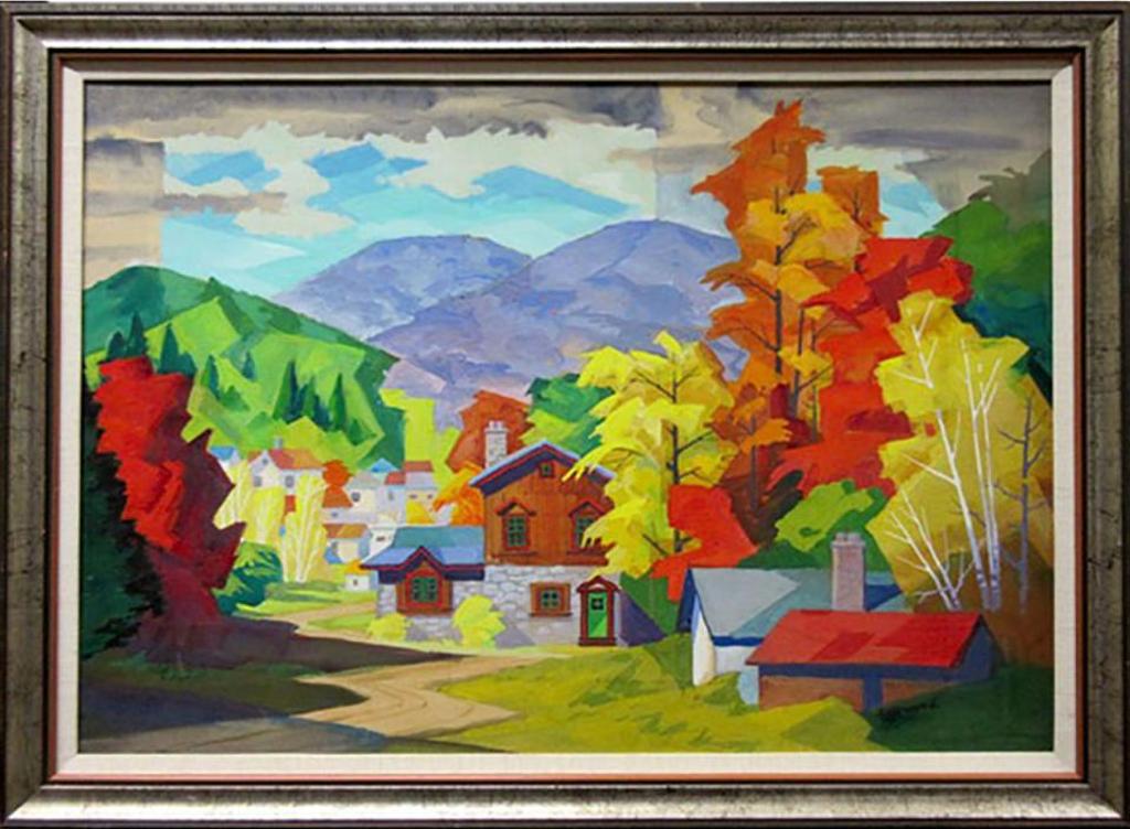 Harry Niilo Grunsten (1902) - Untitled (Town View - Autumn)