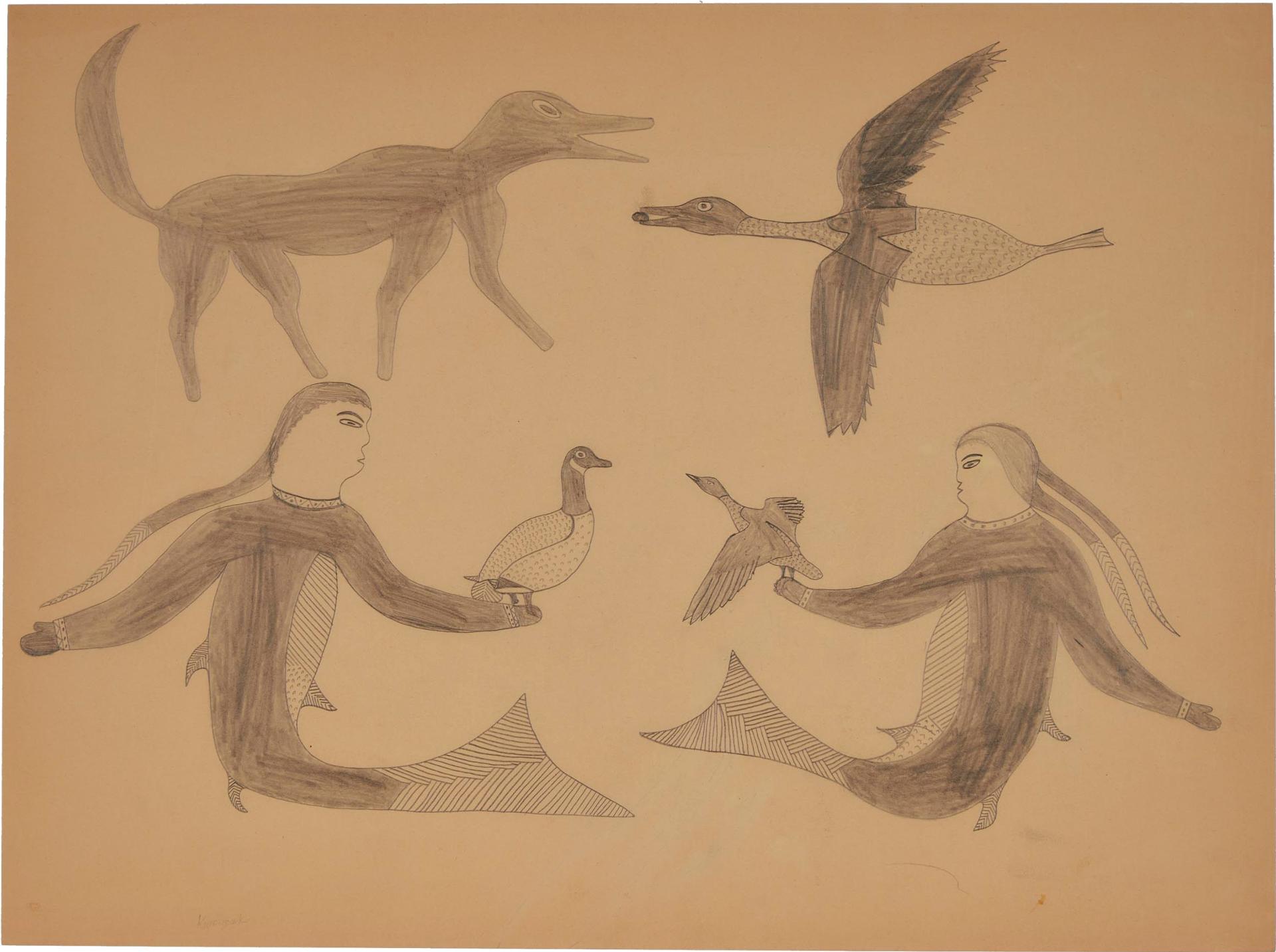 Kenojuak Ashevak (1927-2013) - Untitled (Composition Of Figures)