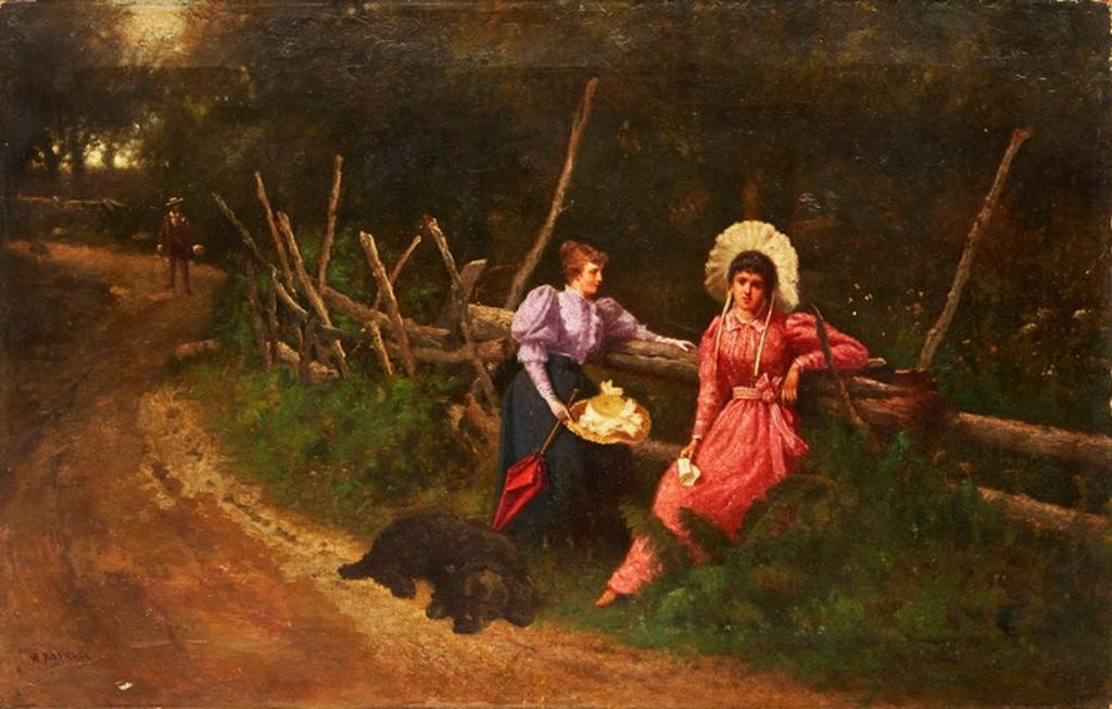 William Raphael (1833-1914) - Two Young Women and a Dog