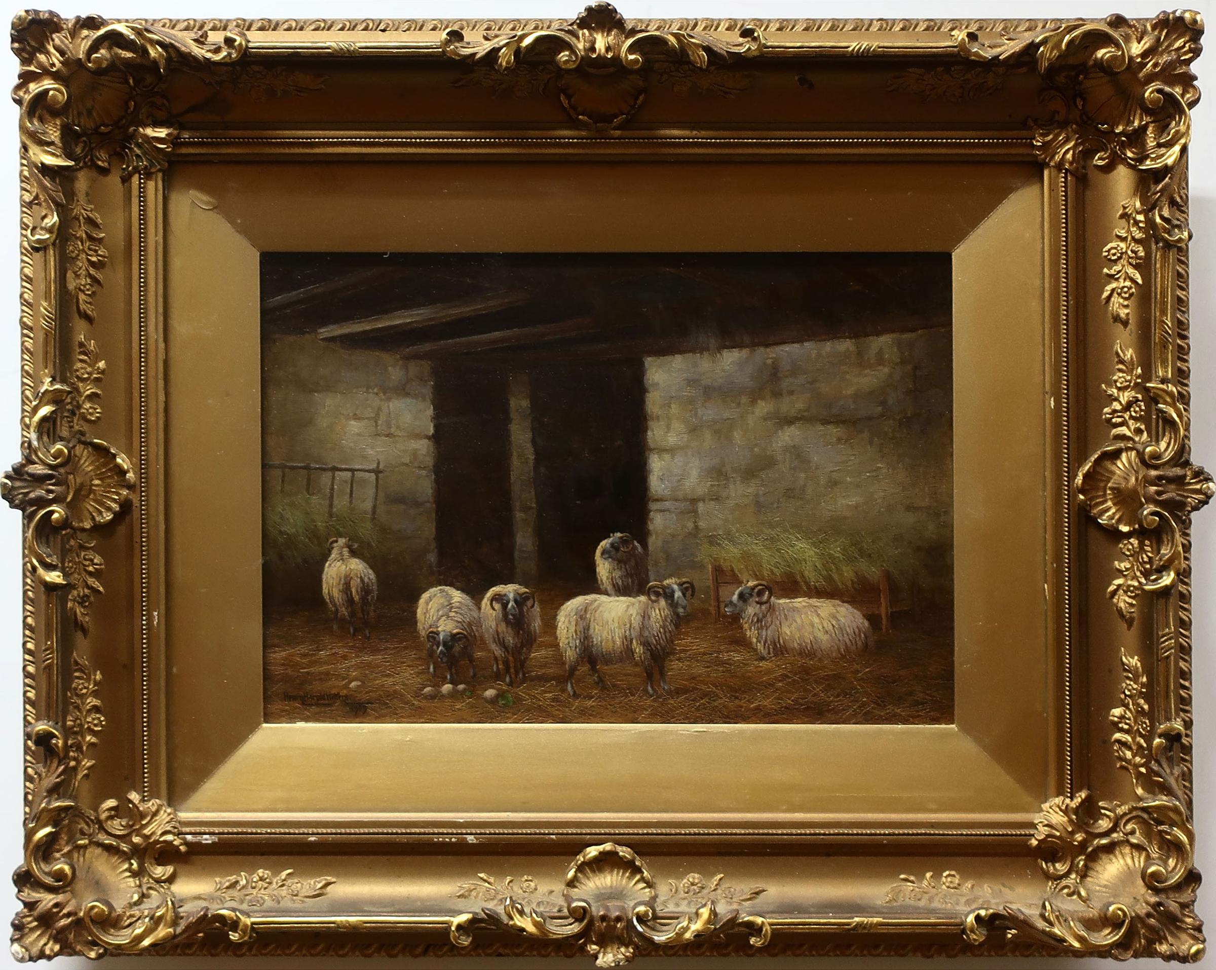 Henry Harold Vickers (1851-1918) - Untitled (Sheep In A Barn Interior)