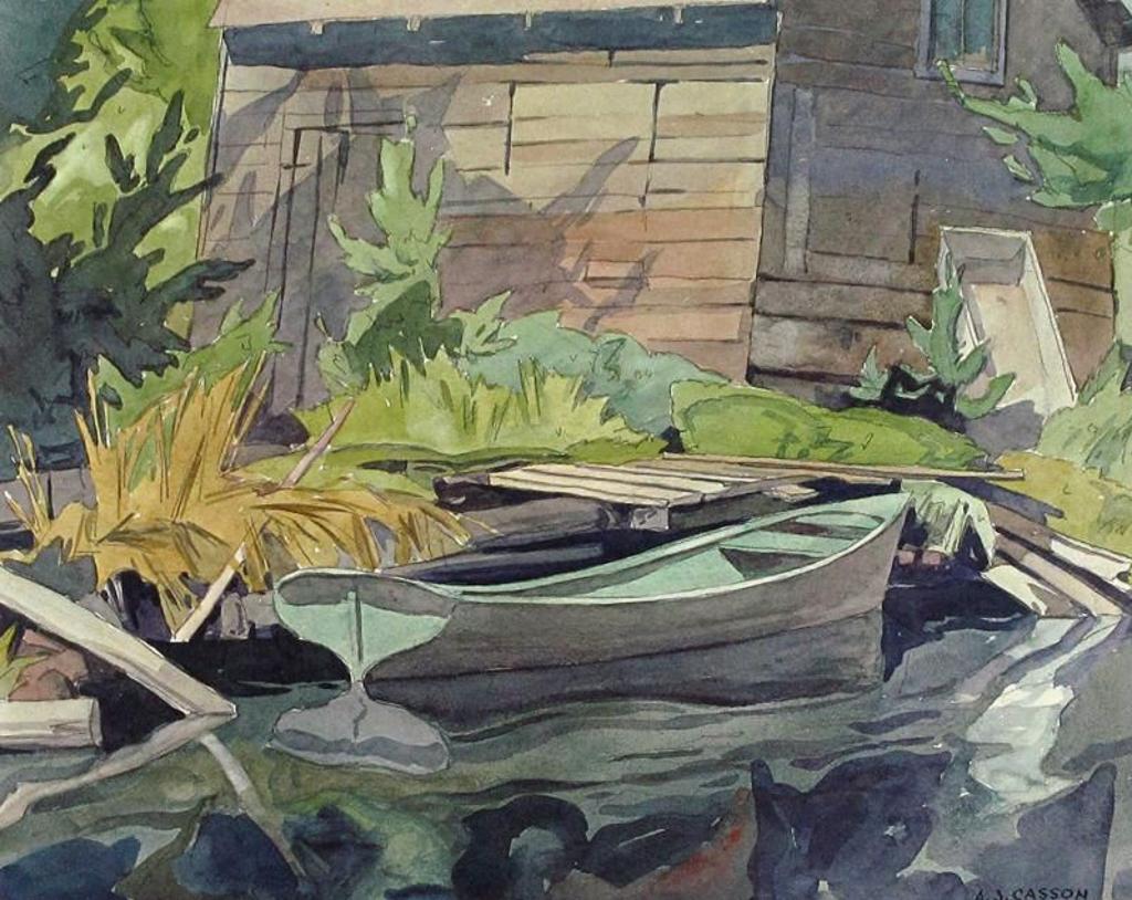 Alfred Joseph (A.J.) Casson (1898-1992) - Roaboat At A Cottage Dock