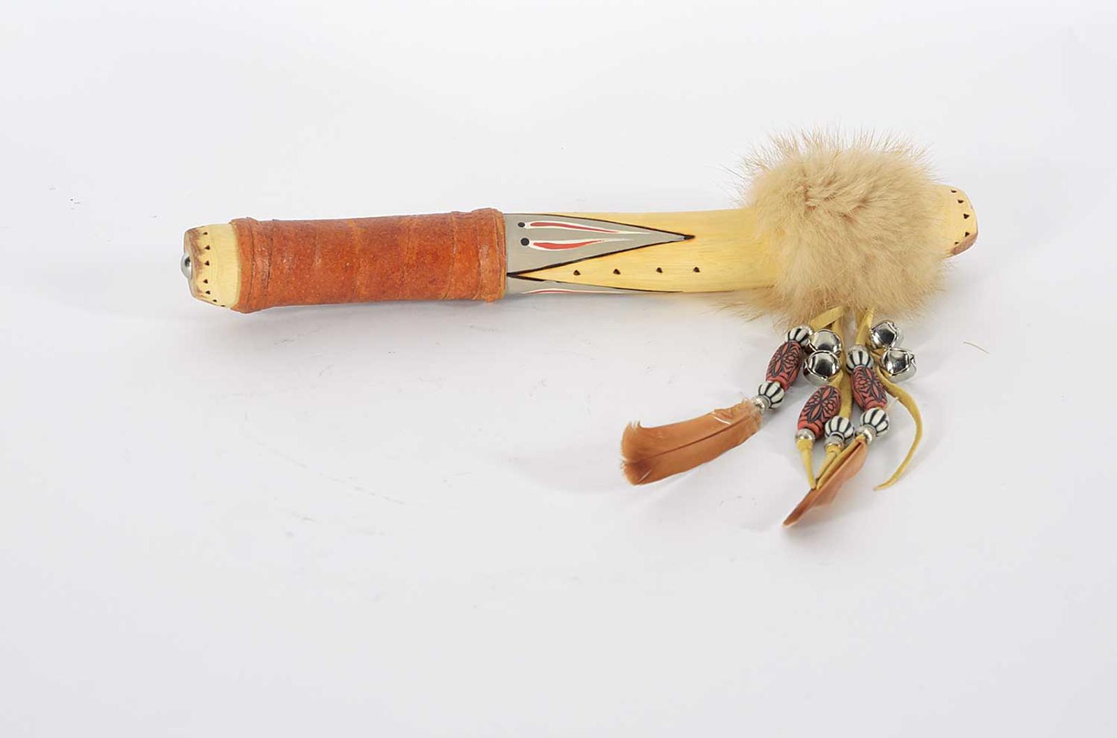 First Nations Basket School - Decorative Drumstick with Bells and Fur
