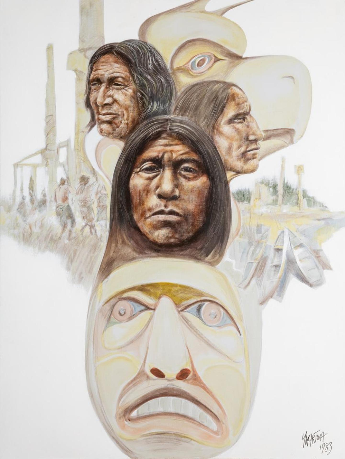Paul Ygartua (1945) - Untitled-Native Faces