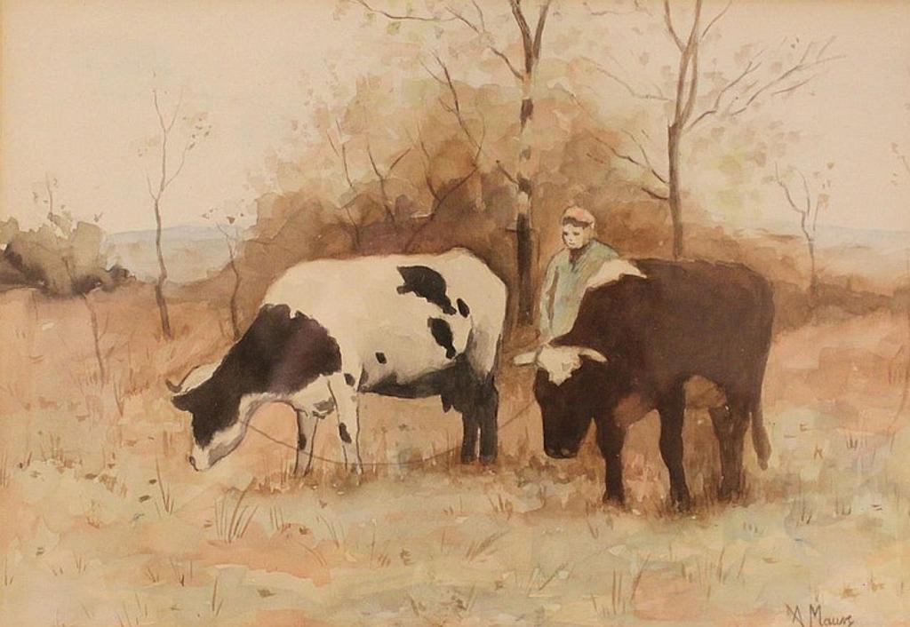 Anton Mauve (1838-1888) - Farmer and Two Cows