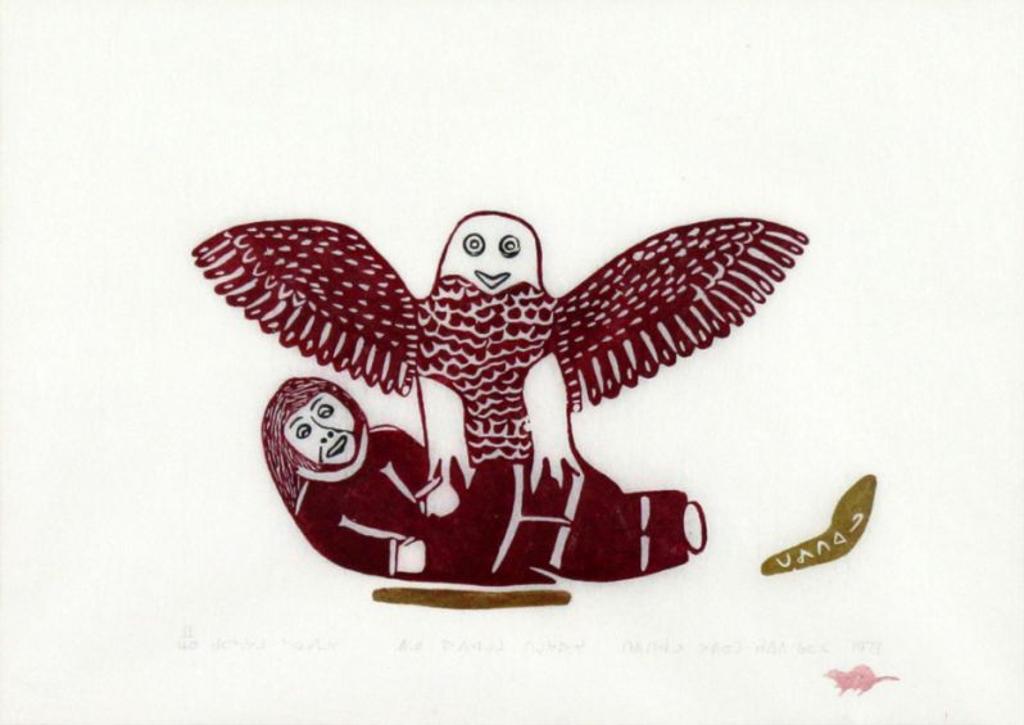 Davidialuk Alasua Amittu (1910-1976) - An Eskimo Taken By An Owl; 1973