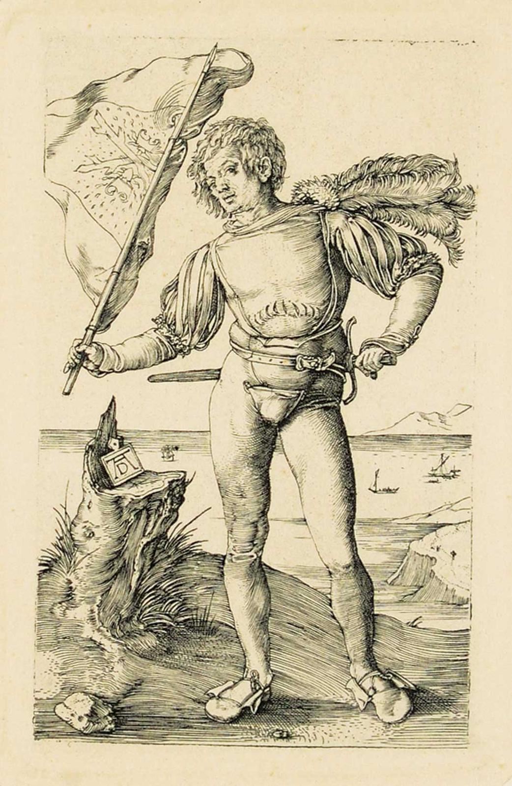Albrecht Durer (1471-1528) - Untitled - Man with a Flag