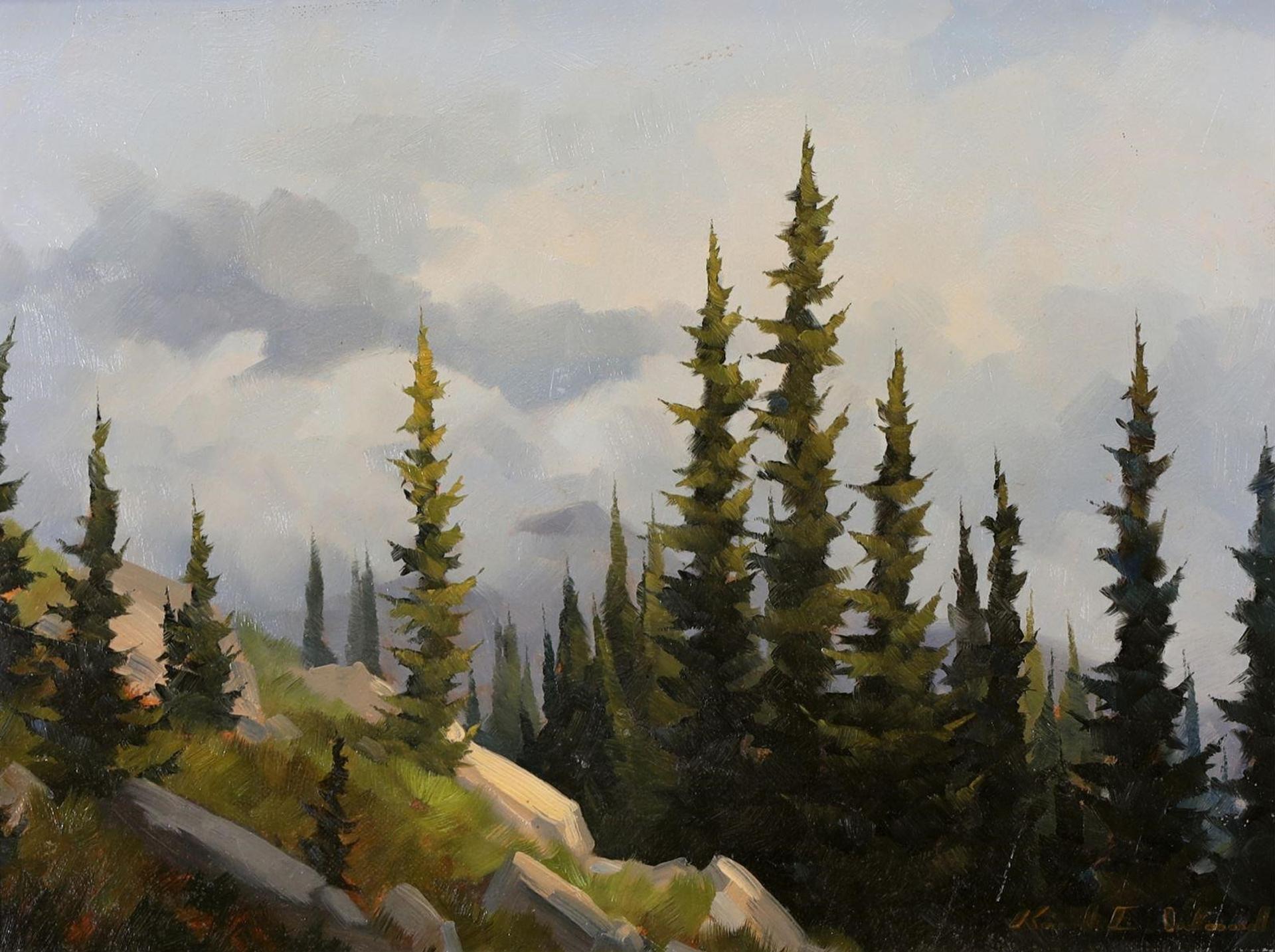 Karl E. Wood (1944-1990) - Evening Light, Mt. Revelstoke