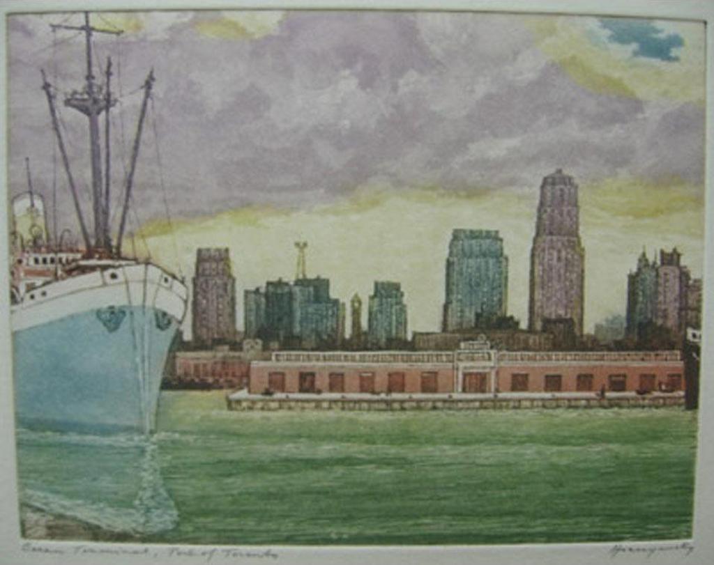 Nicholas Hornyansky (1896-1965) - Toronto Views (Lookout Tower; Ocean Terminal; Toronto Harbour; Bell Buoy; Toronto Harbour Commission Building)