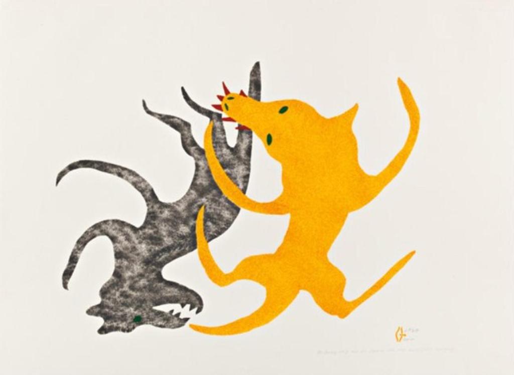 Myra Kukiiyaut (1929-2006) - The Dancing Wolf and His Shadow, 1973 #30, stencil, 13/50 , 22 x 30 in, 55.9 x 76.2 cm
