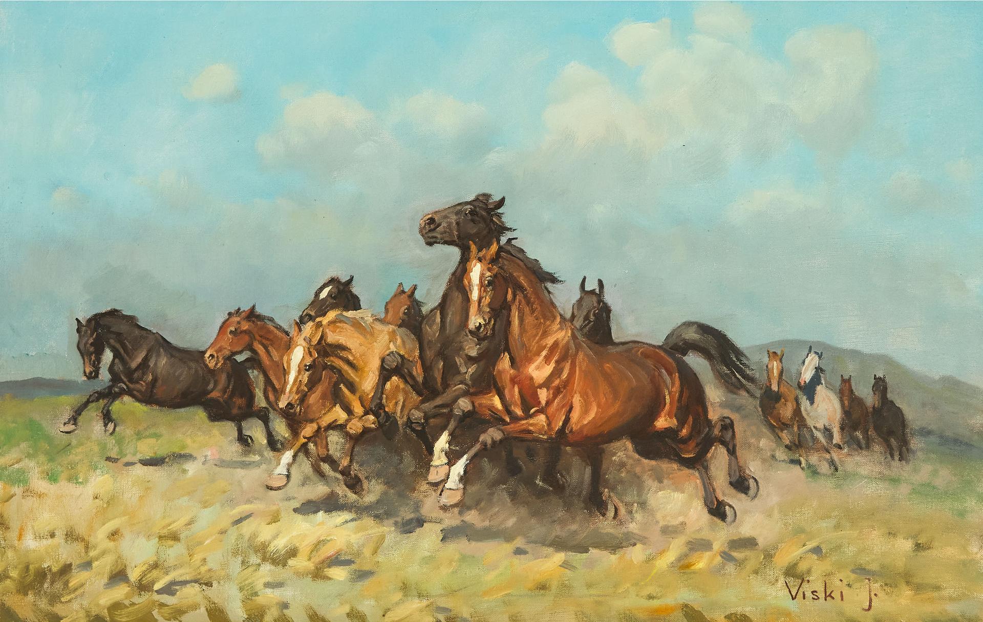 Janos Viski (1891-1987) - Stampede Of Horses