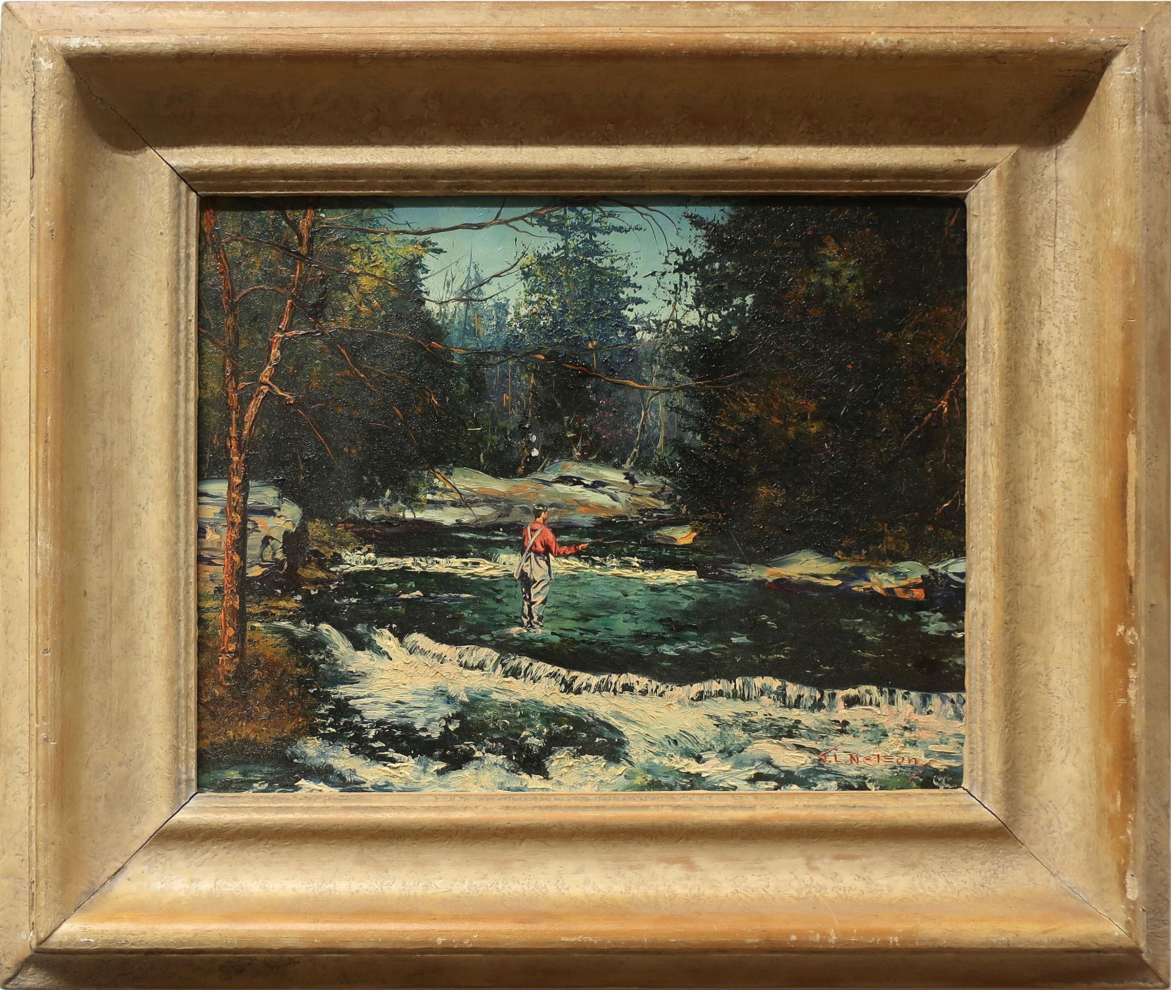 J.L. Nelson - Untitled (Man Fishing In River)