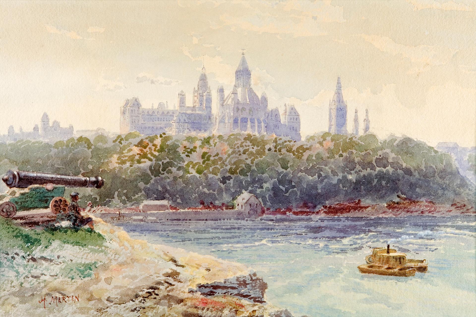 Henry Byam Martin (1837-1902) - Parliament Buildings from Major's Hill, Ottawa