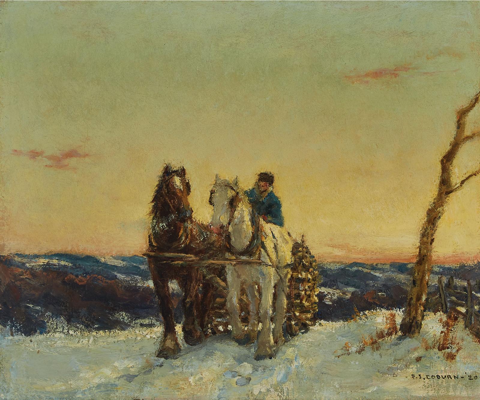 Frederick Simpson Coburn (1871-1960) - Hauling Logs, Winter, 1920