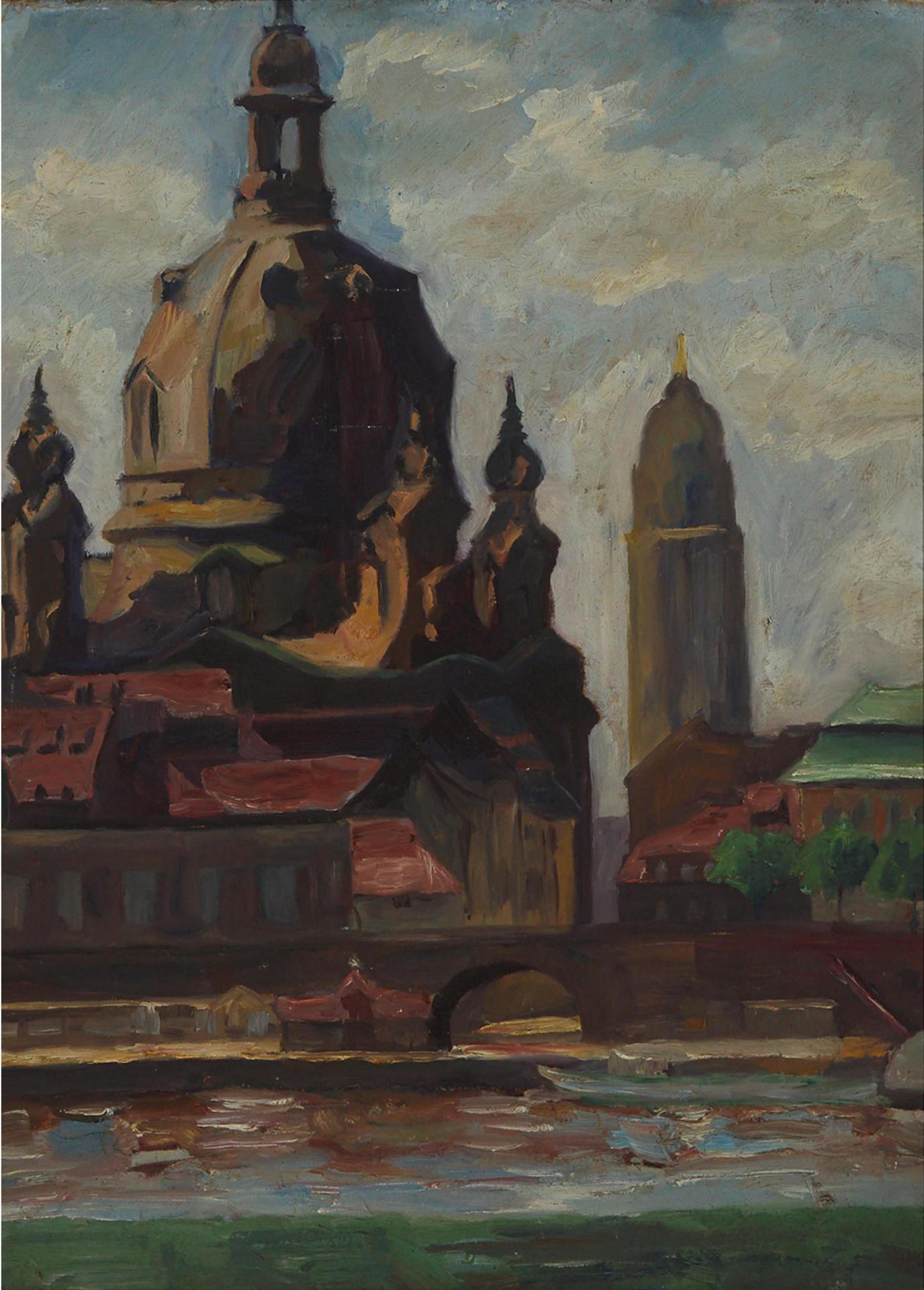 Maria (Marie) Müller (1847-1935) - Dresden Scene, Church Of Our Lady, 1920