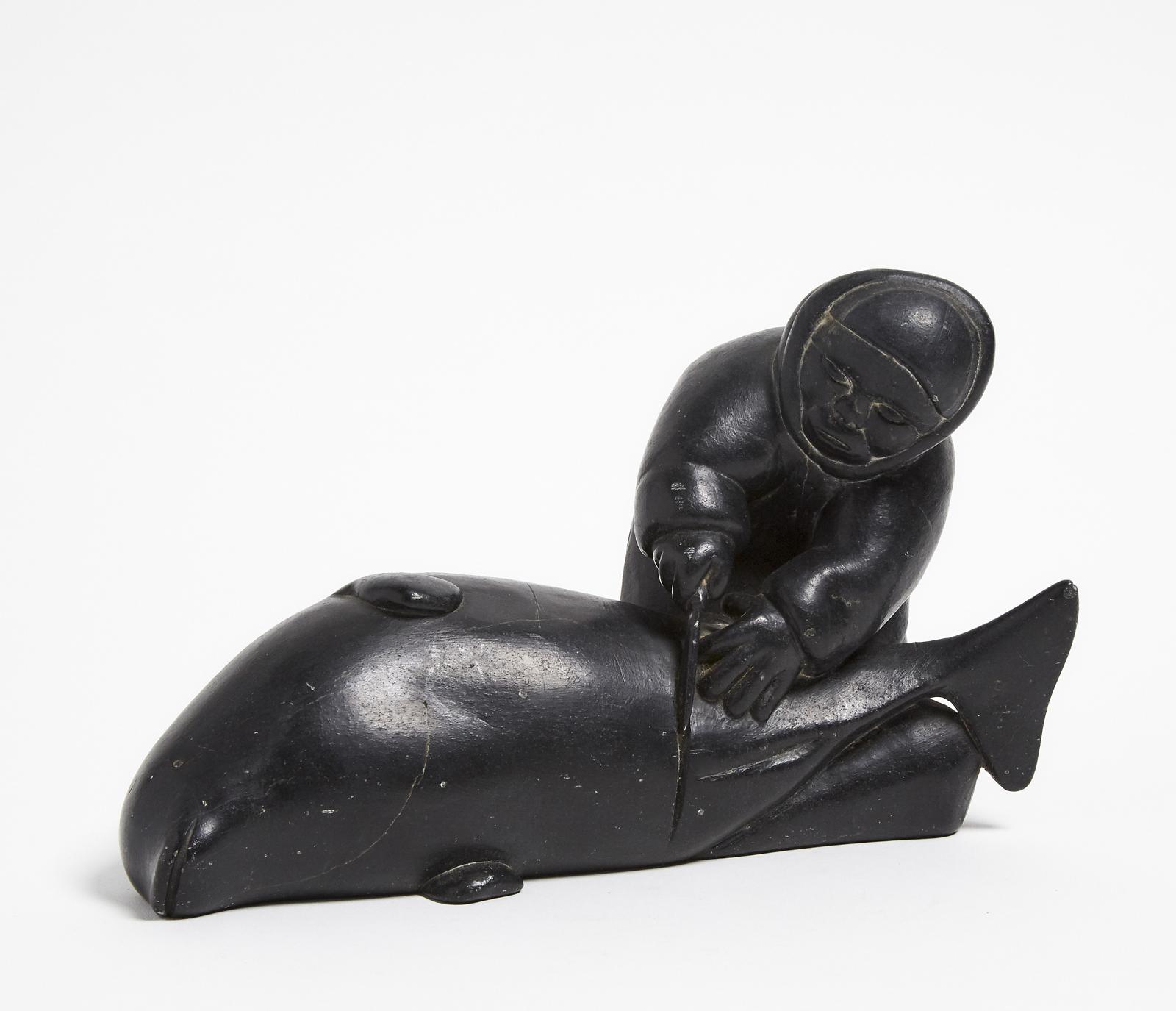 Pinnie Nuktialuk (1930-1969) - Hunter Carving A Whale