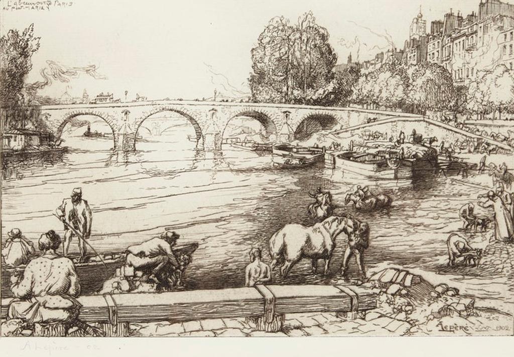 L'abrevoir au Pont-Marie, Paris by artist Auguste-Louis Lepère