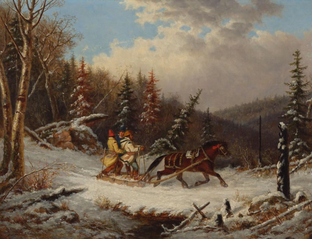 Cornelius David Krieghoff (1815-1872) - The Bush Road, Winter