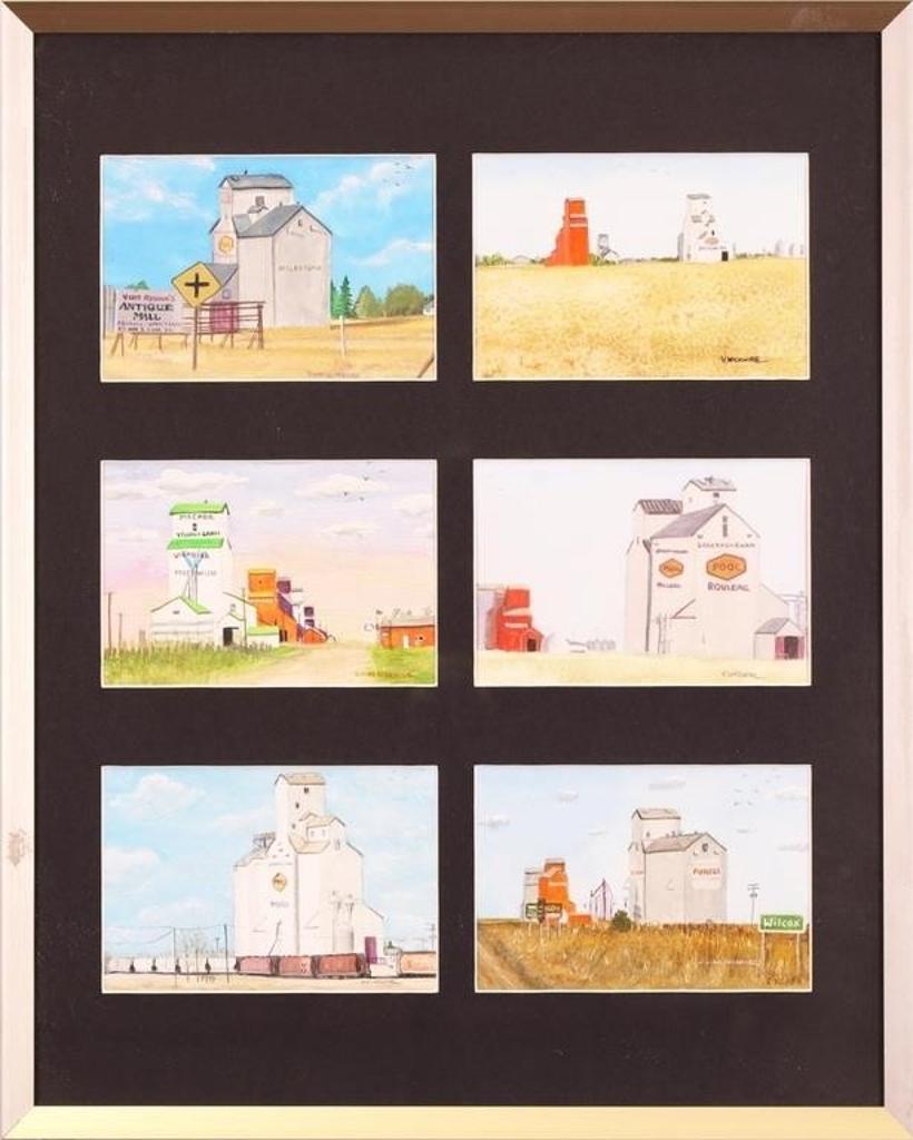 Vivian Wickwire - Untitled, Prairie Scenes with Grain Elevators (Milestone