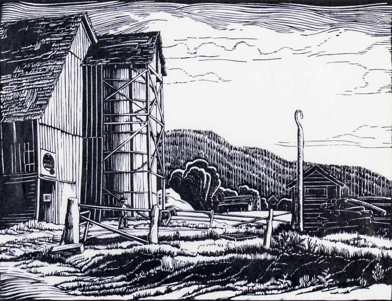 Margaret Dorothy Shelton (1915-1984) - Barn On Nicomen Island, B.C.; 1943 (1975)