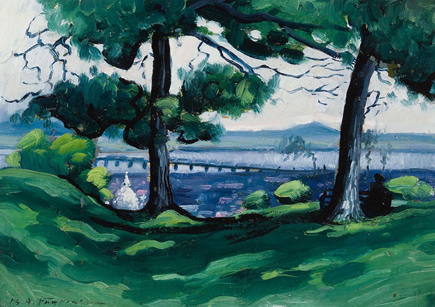 Marc-Aurèle Fortin (1888-1970) - Victoria Bridge from Mountain