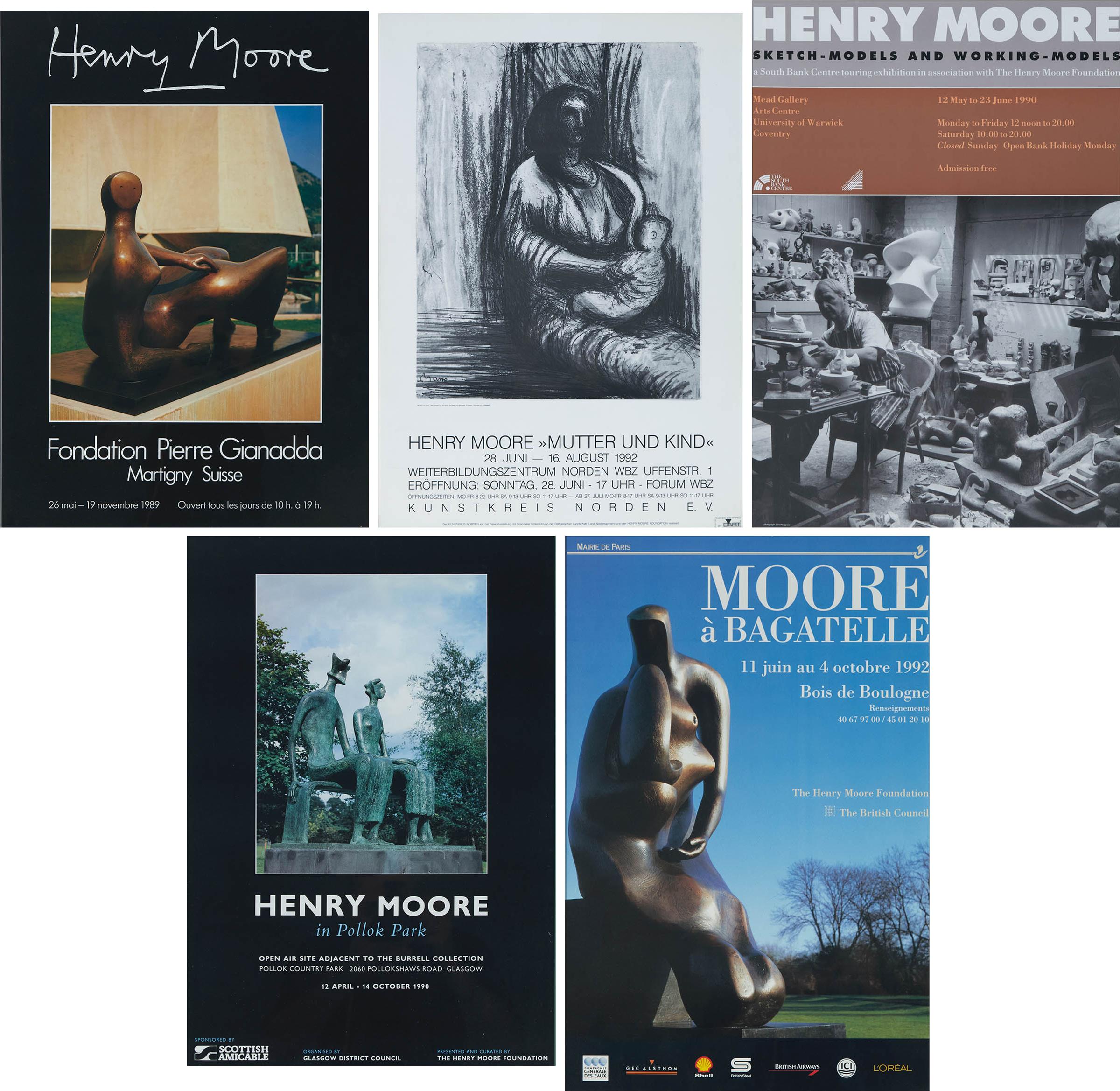 Henry Spencer Moore (1898-1986) - Five Henry Moore Exhibition Posters, 1989-1992